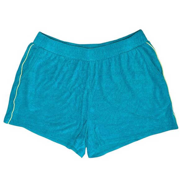 2/$15 Cabana by Crown & Ivy Terry Shorts Turquoise Bliss Juniors Size L - Picture 2 of 7